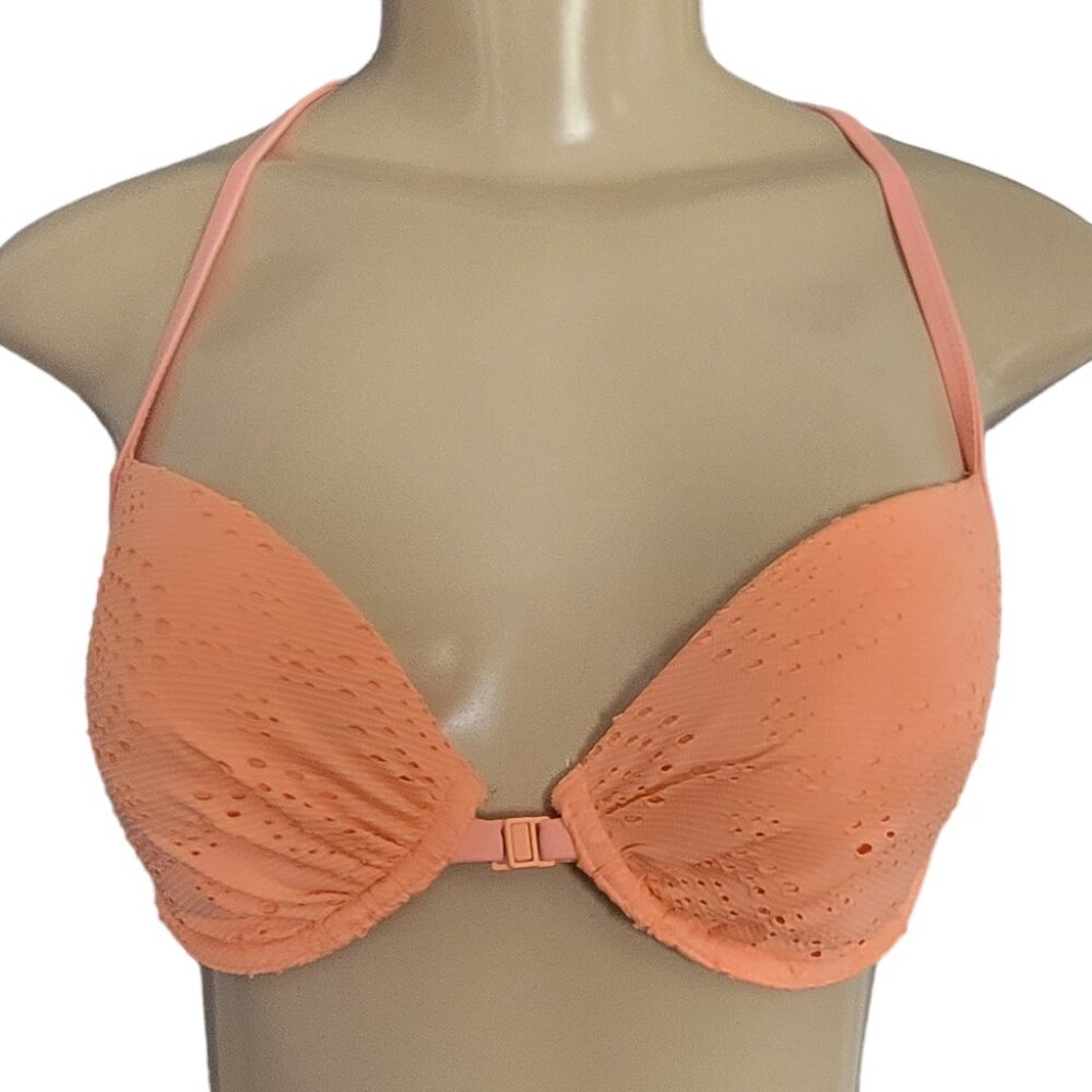 Dreamsicle Orange Eyelet  Aerie Front Closure Bikini Swim Top w Racerback